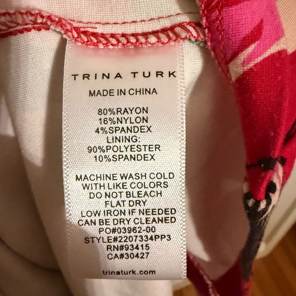 Trina Turk Floral Halter Neck Sheath Dress Pink Size 6 Spring Resort Vacation - Picture 6 of 6